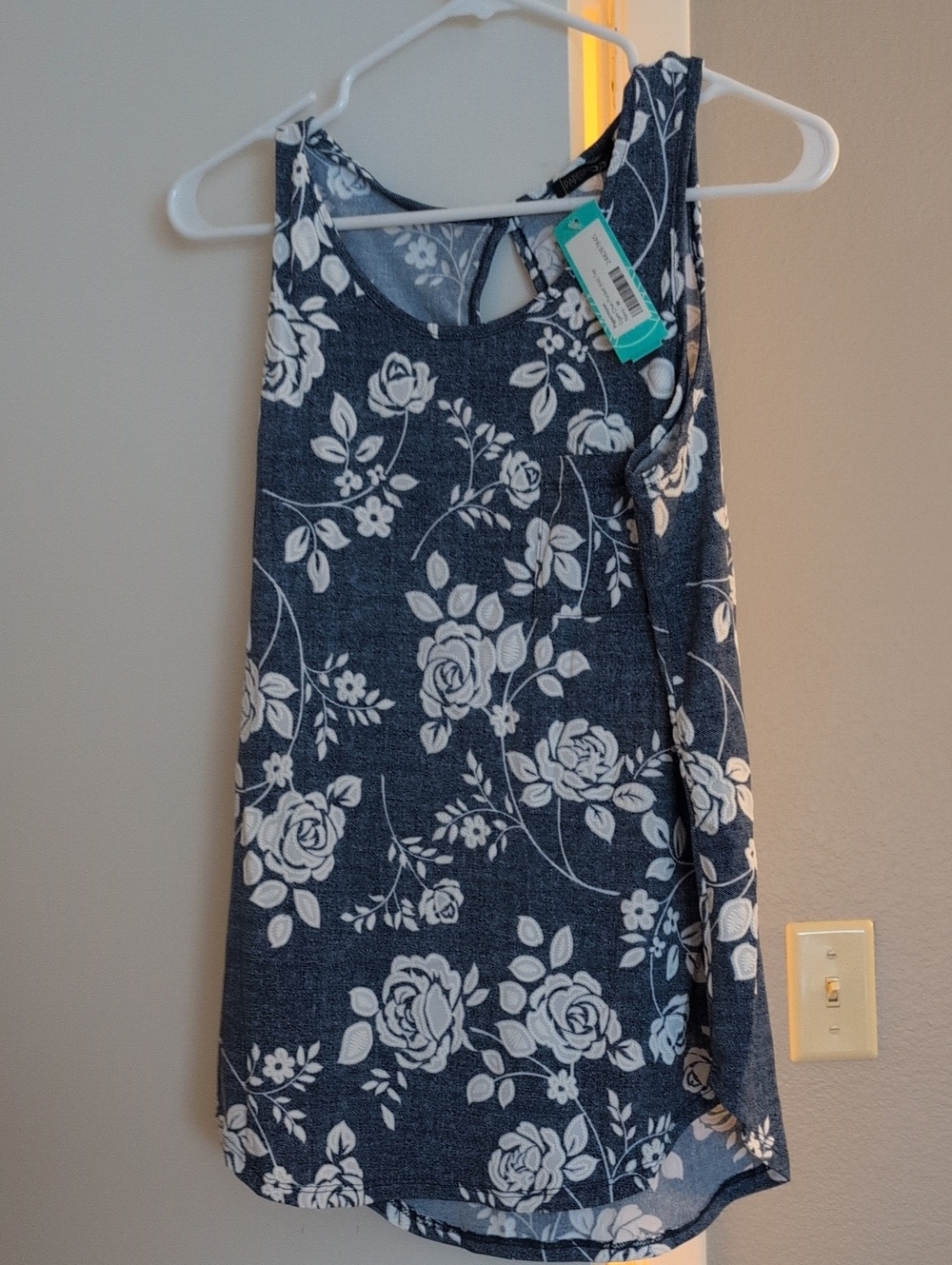Papermoon Navy and White Floral Tank Top